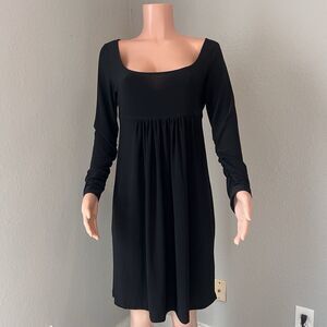 Norma Kamali Knee Length empire twist Dress Black Sz Large comfy stretch